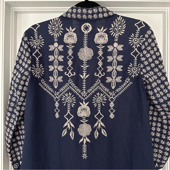 Johnny Was Linen Embroidered Floral Button Down Midi Dress Size XS - Picture 11 of 15